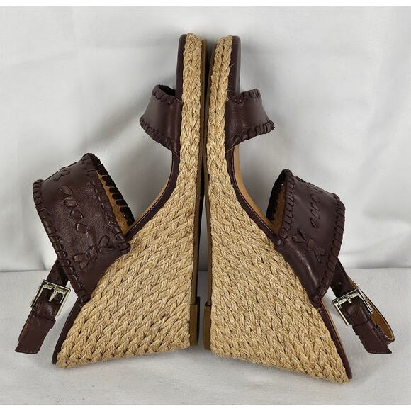 JACK ROGERS VANESSA JUTE WOMEN'S EXPRESSO BROWN LEATHER WEDGE SANDALS SIZE 9M - Picture 11 of 13